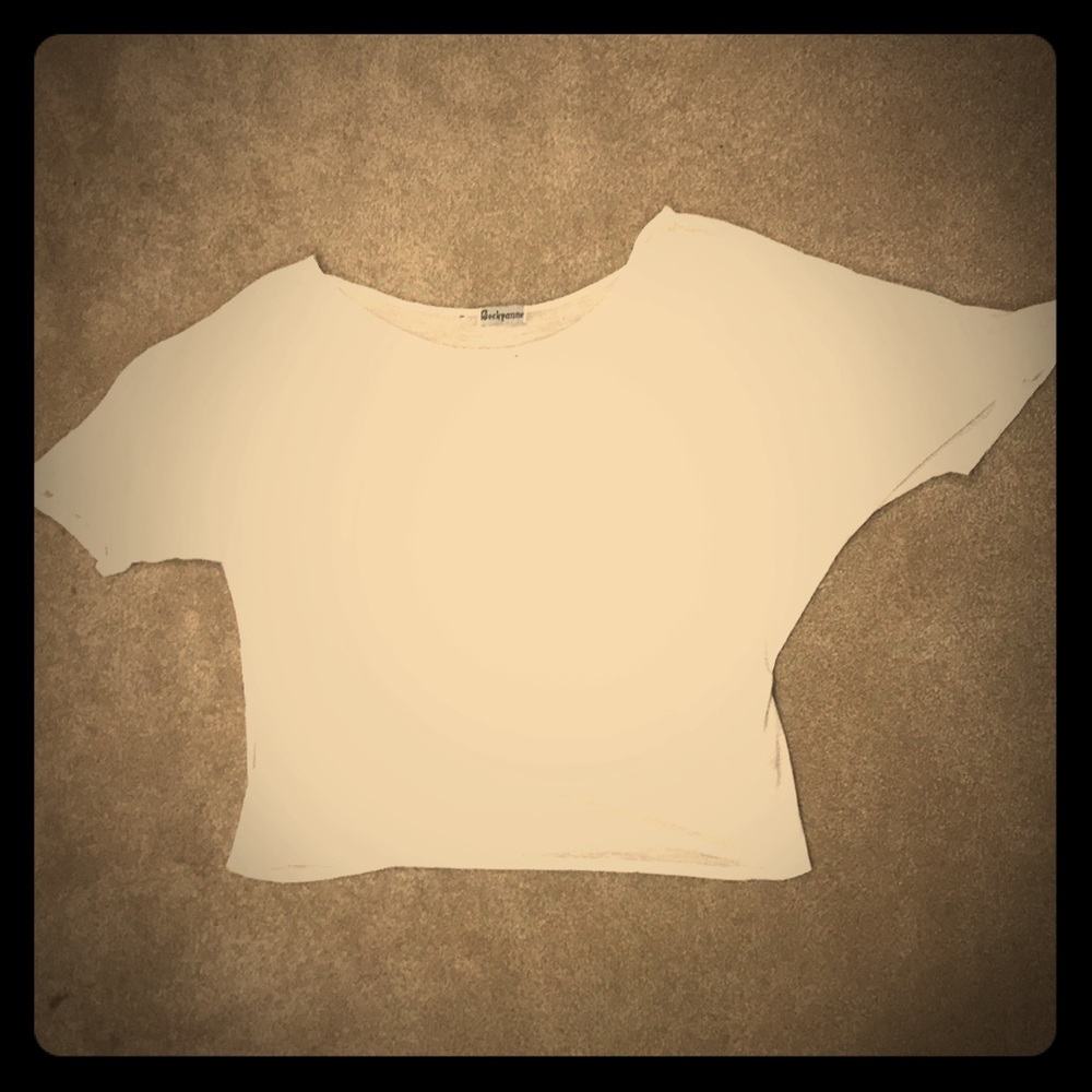 Cute white, flowy top with short oversized sleeves
